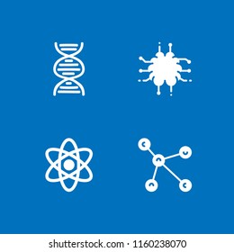 molecule icon. 4 molecule set with brain, atom and dna hand drawn symbol vector icons for web and mobile app