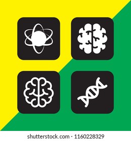 molecule icon. 4 molecule set with dna, atom and brain vector icons for web and mobile app