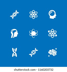 molecule icon. 9 molecule set with brain, dna, atom and biology vector icons for web and mobile app