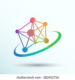 Molecule icon atom chemistry vector symbol element.