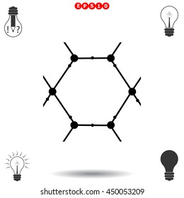 Molecule icon. Black icon on white background.