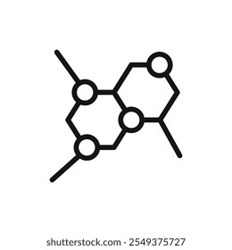 Icono de molécula signo de contorno de Vector blanco y negro