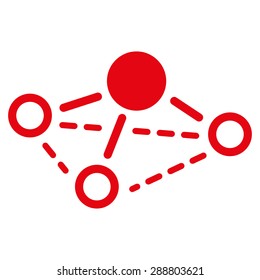 Molecule icon from Business Bicolor Set. This flat vector symbol uses red color, rounded angles, and isolated on a white background.