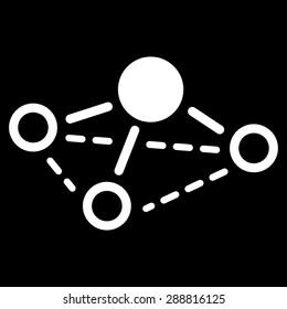 Molecule icon from Business Bicolor Set. This flat vector symbol uses white color, rounded angles, and isolated on a black background.