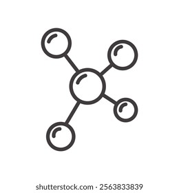 Molecule Icon Depicting an Atom Structure in Black and White