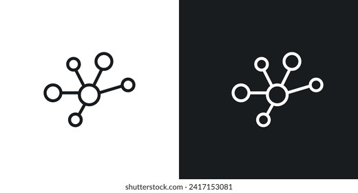 Icono de molécula diseñado en un estilo de línea sobre fondo blanco.