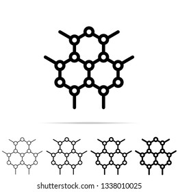 molecule icon in different shapes, thickness. Simple thin line, outline vector of education icons for UI and UX, website or mobile application