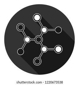 Molecule icon. DNA vector icon. Laboratory molecule sign. Nano DNA line icon. EPS 10 flat symbol. Round icon with shadow.