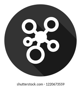 Molecule icon. DNA vector icon. Laboratory molecule sign. Nano DNA line icon. EPS 10 flat symbol. Round icon with shadow.