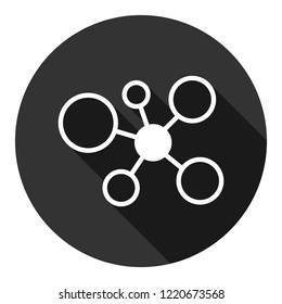 Molecule icon. DNA vector icon. Laboratory molecule sign. Nano DNA line icon. EPS 10 flat symbol. Round icon with shadow.