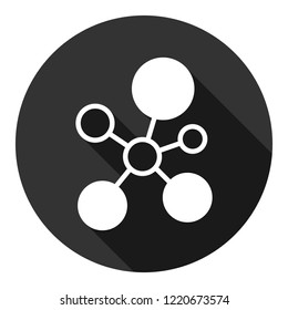 Molecule icon. DNA vector icon. Laboratory molecule sign. Nano DNA line icon. EPS 10 flat symbol. Round icon with shadow.