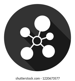 Molecule icon. DNA vector icon. Laboratory molecule sign. Nano DNA line icon. EPS 10 flat symbol. Round icon with shadow.