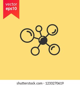 Molecule icon. DNA vector icon. Laboratory molecule sign. Nano DNA line icon. EPS 10 flat symbol. Yellow background