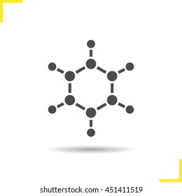Molecule icon. Drop shadow silhouette symbol. Molecular structure model. Vector isolated illustration