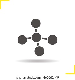 Molecule icon. Drop shadow silhouette symbol. Molecular structure model. Negative space. Vector isolated illustration