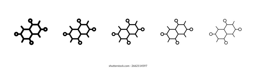 Icono de la molécula llenó el concepto plano de la muestra para el Diseño web.