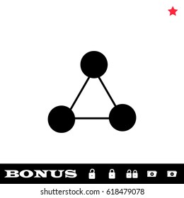 Molecule icon flat. Black pictogram on white background. Vector illustration symbol and bonus button open and closed lock, folder, star