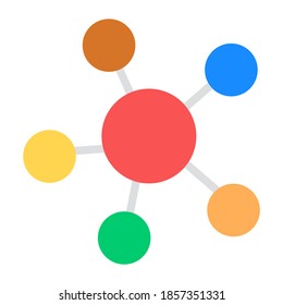 Molecule icon in flat design, chemical bonding 