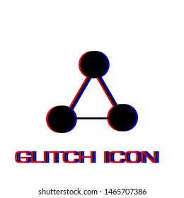 Molecule icon flat. Simple pictogram - Glitch effect. Vector illustration symbol