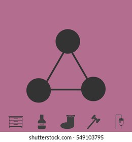 Molecule icon flat. Simple vector grey pictogram and bonus symbol