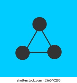 Molecule icon flat. Simple vector black pictogram on blue background