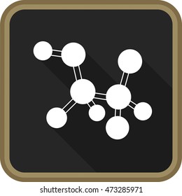 Molecule icon. Flat style icon with Long Shadow. White on black. Vector illustration.