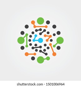 Molecule icon galaxy, vector amoeba science