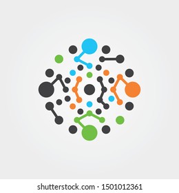 Molecule icon galaxy, vector amoeba science
