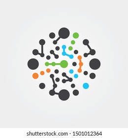 Molecule icon galaxy, vector amoeba science