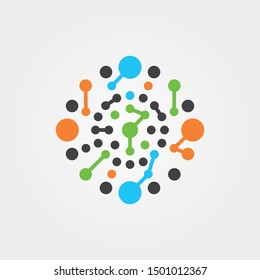 Molecule icon galaxy, vector amoeba science