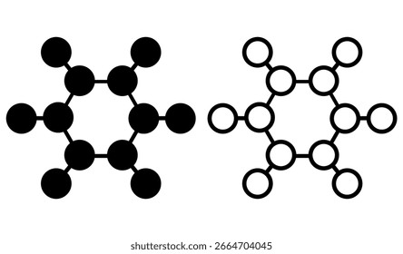 Grupo de iconos de moléculas. Silueta de ADN y símbolo de línea. Ilustración vectorial aislada en blanco.