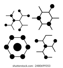 molecule icon with hexagon legs illustration design