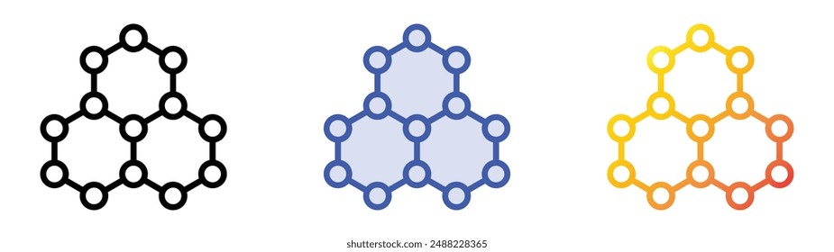 molecule icon. Linear, Blue Fill and Gradient Style Design Isolated On White Background