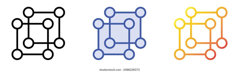 molecule icon. Linear, Blue Fill and Gradient Style Design Isolated On White Background