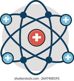 Molecule icon, molecular structure model on white background.