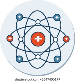 Molecule icon, molecular structure model on white background.