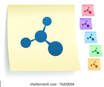 Molecule Icon on Post It Note Paper Collection Original Illustration