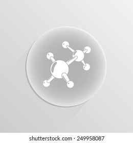 Molecule icon on a white button with shadow 