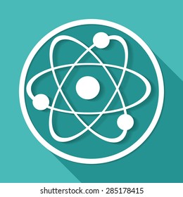 Molecule Icon on white circle with a long shadow