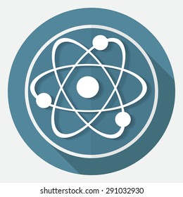 Molecule Icon on white circle with a long shadow