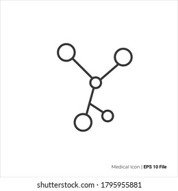 contorno de icono de molécula. diseño vectorial de logotipo molécula. aislado por fondo blanco
