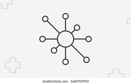 Molecule icon, outline symbol, thin line vector illustration