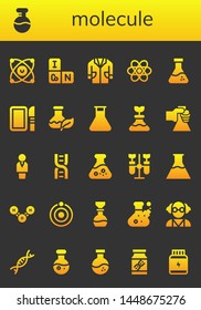 molecule icon set. 26 filled molecule icons.  Simple modern icons about  - Molecules, Flask, Periodic table, Lab coat, Chemistry, Dissection, Chemist, Dna, Flasks, Molecule, Atom