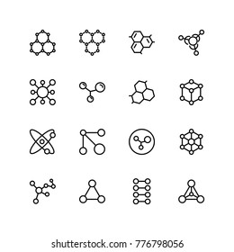 Molecule icon set. Collection of high quality black outline logo for web site design and mobile apps. Vector illustration on a white background.