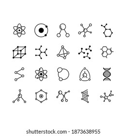 Molecule Icon set isolated on white background. The structure of the substance. Molecule of the formula.Editable stroke. - Shutterstock ID 1873638955