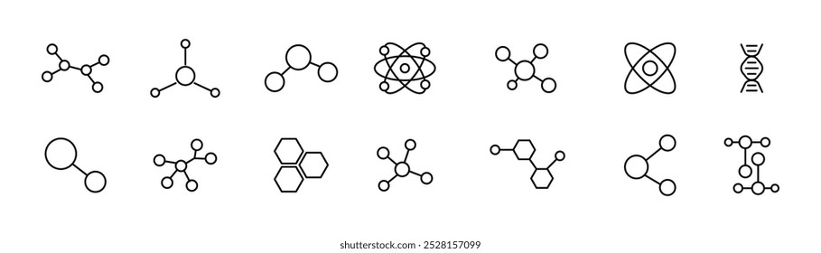 Conjunto de ícones da molécula. Conceito de estrutura molecular . Logotipo do vetor.