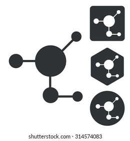 Molecule icon set, monochrome, isolated on white