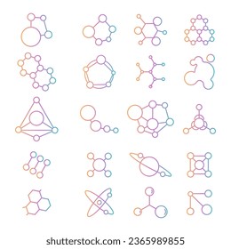 Molecule icon set. Thin line vector icons for mobile concepts and web apps. Premium set of connection line icons. Collection of high quality color outline logo. Eps10 vector illustration.