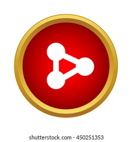 Molecule icon in simple style in red circle. Science symbol