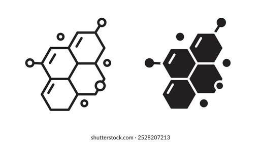 Molecule icon in solid and stroke style.